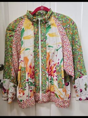 Crisca Vintage Vibrant Mixed-Print Lightweight Women's Jacket - Multicolor